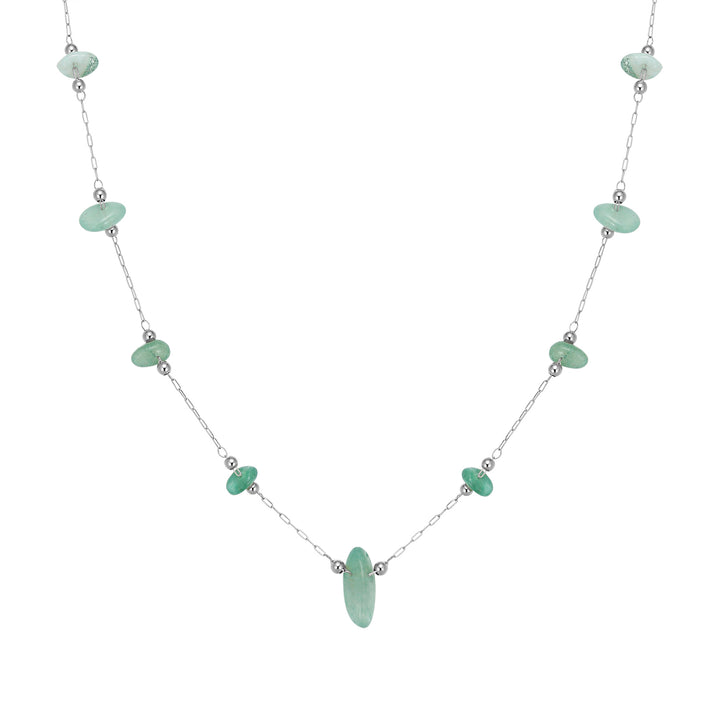 Collar Cuentas Piedra Verde Waterproof