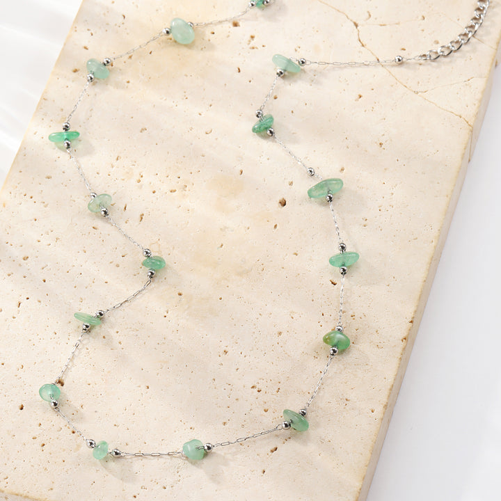 Collier Perles Pierre Verte Waterproof