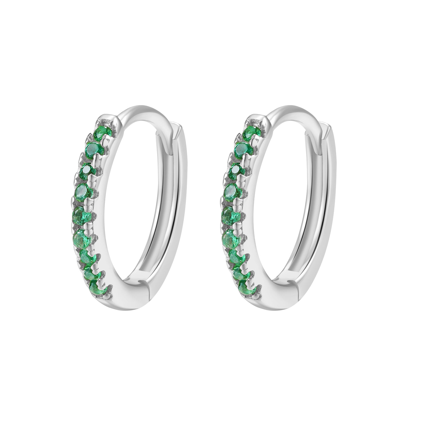 Pendientes Huggie Piedra Verde Plata de Ley 925