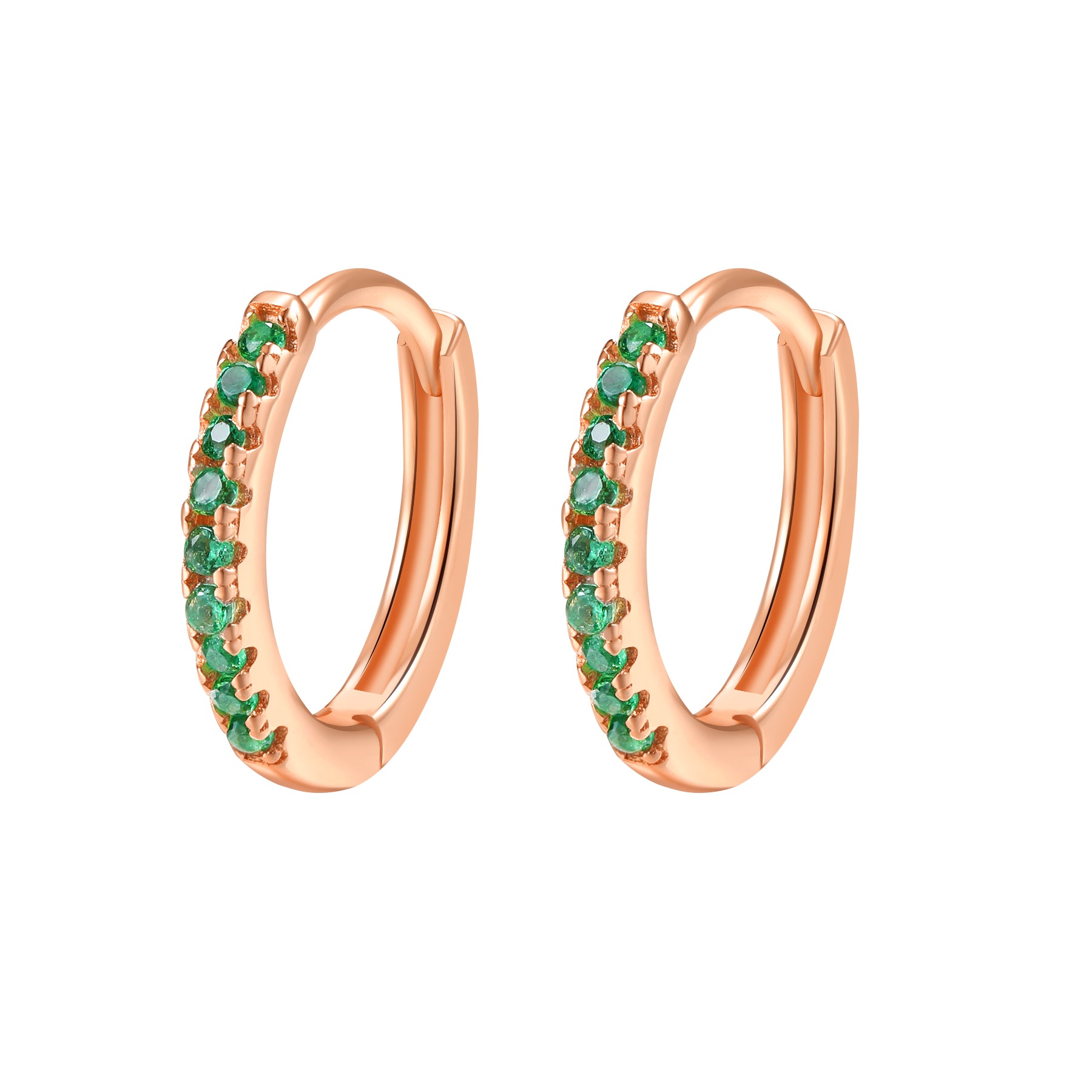 Pendientes Huggie Piedra Verde Plata de Ley 925