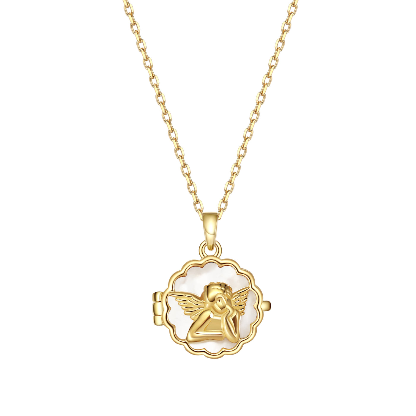 Guardian Angel Locket Necklace Sterling Silver