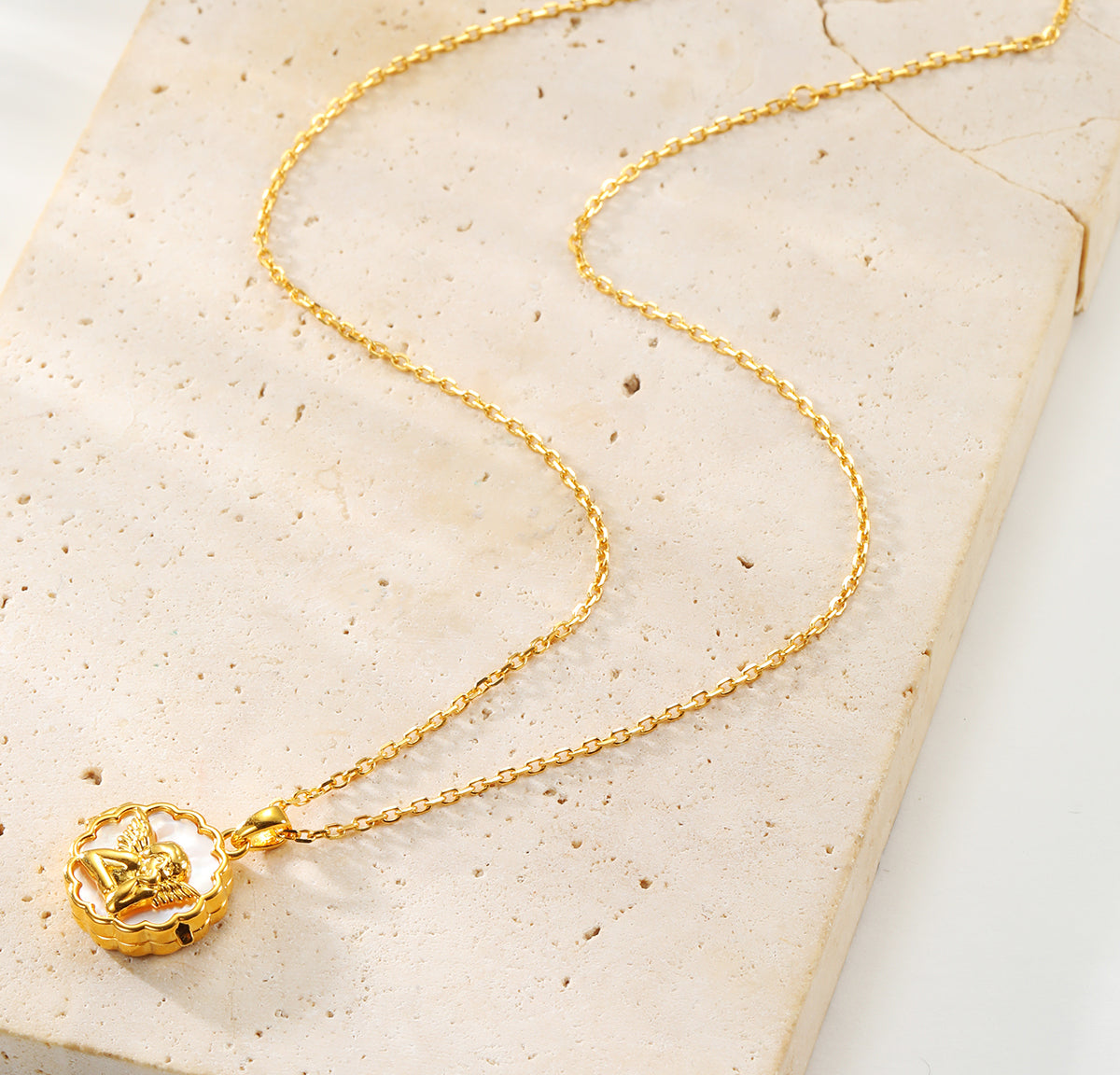 Guardian Angel Locket Necklace Sterling Silver