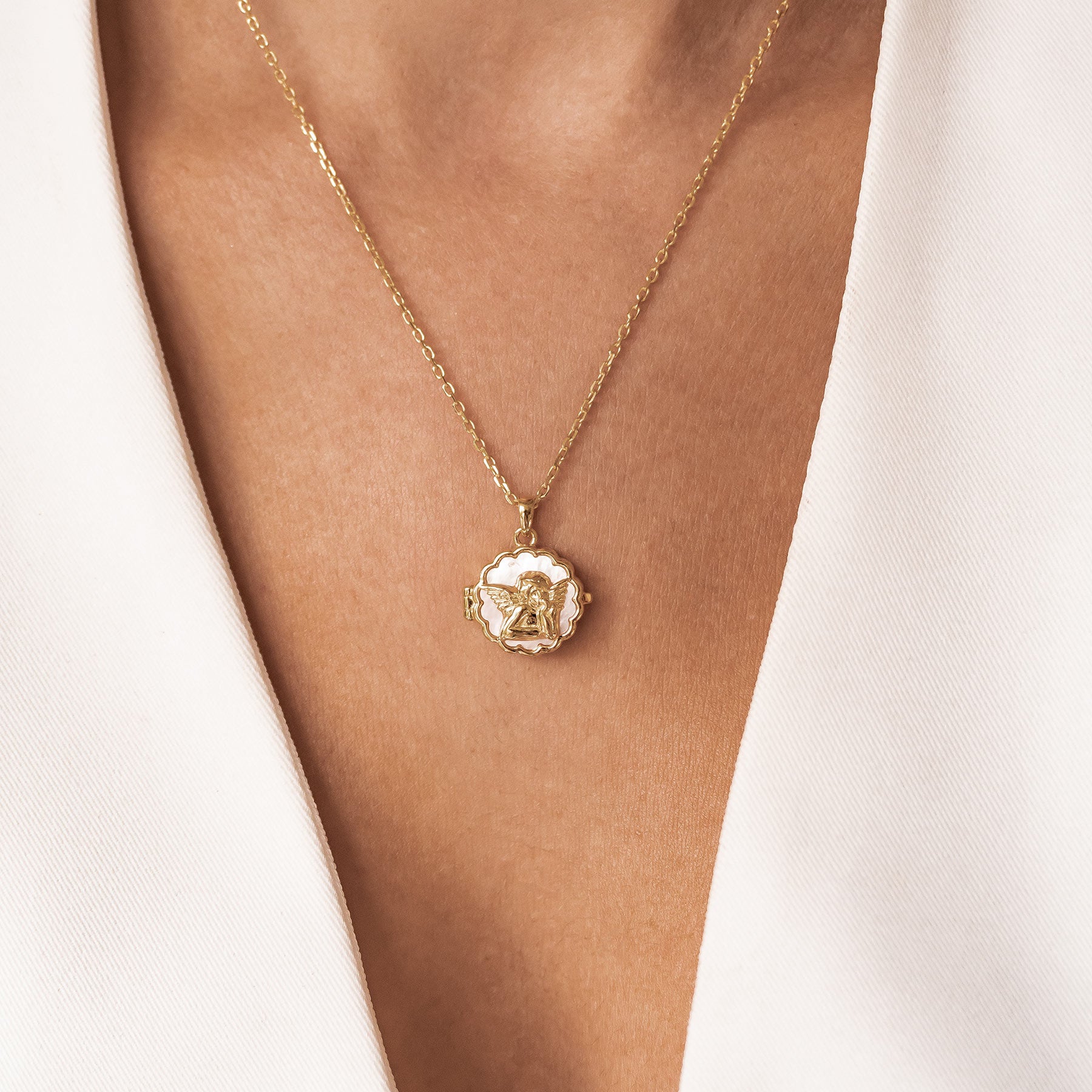 Guardian Angel Locket Necklace Sterling Silver