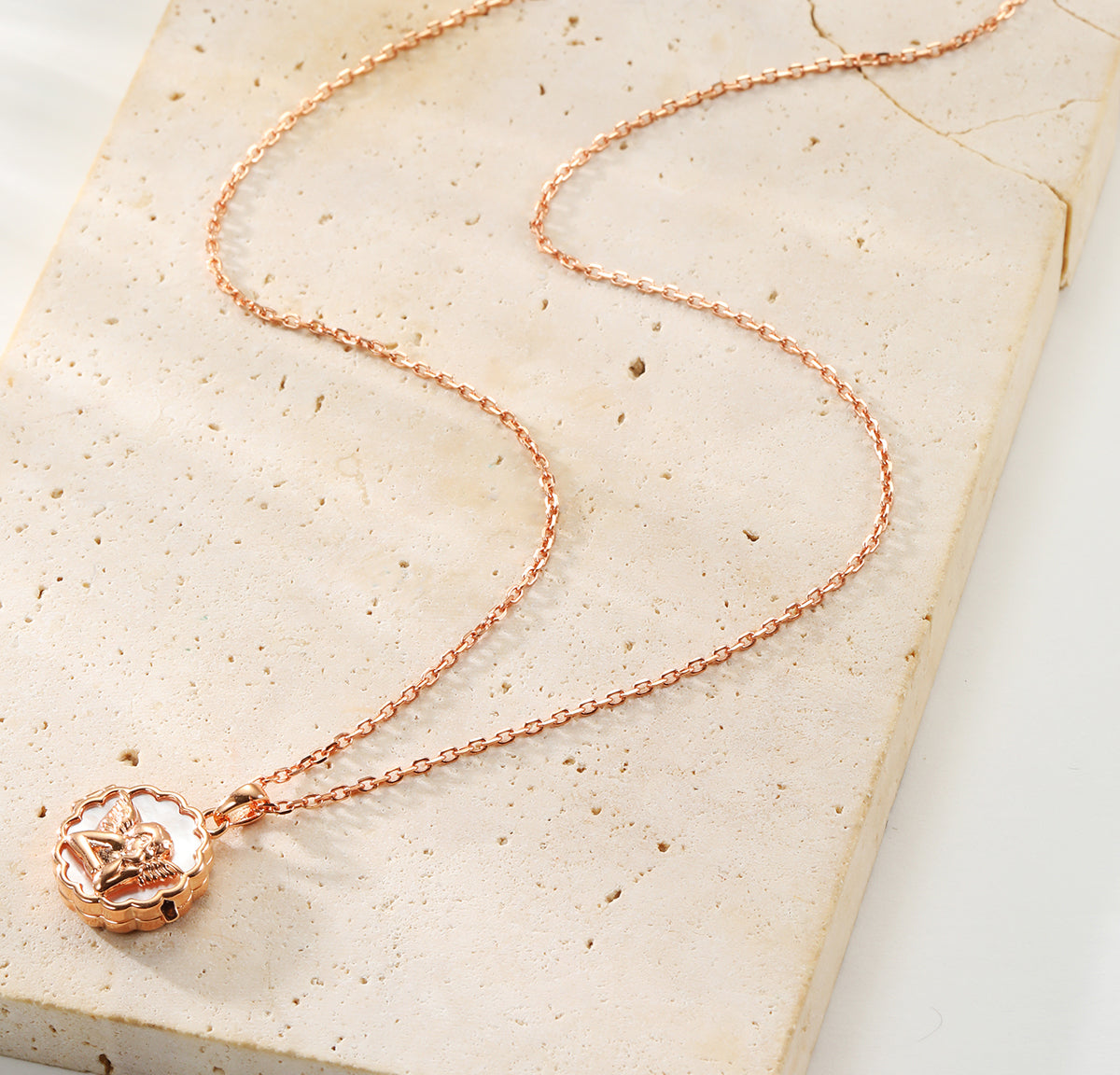 Guardian Angel Locket Necklace Sterling Silver