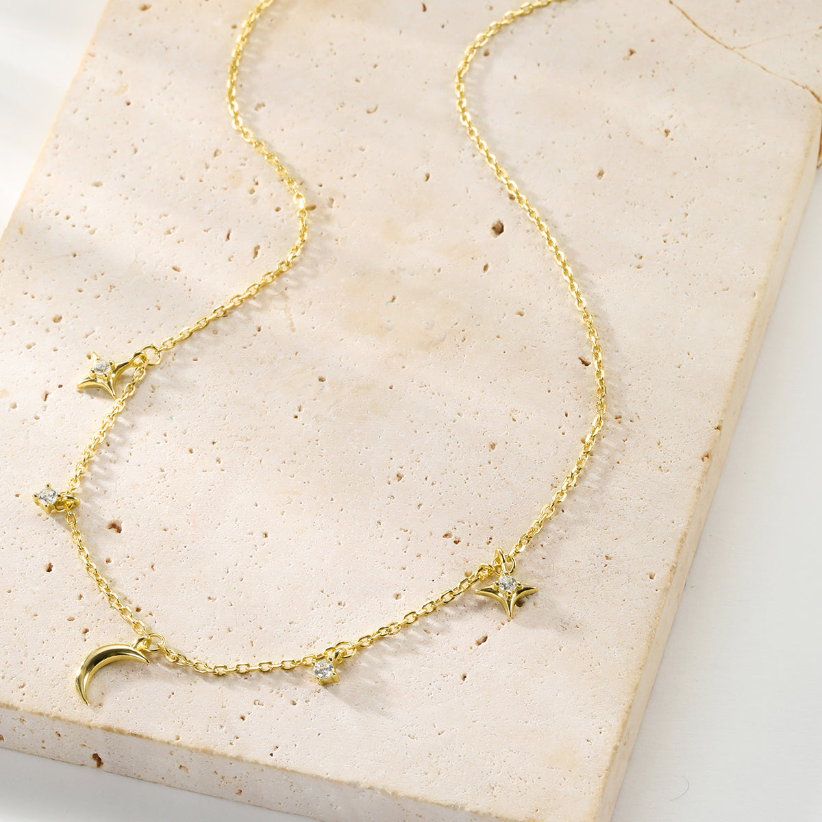 Collier Charms Lune Étoile & Ciel Sterling Argent