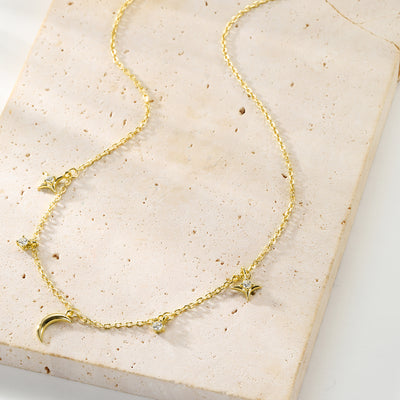 Collier Charms Lune Étoile & Ciel Sterling Argent