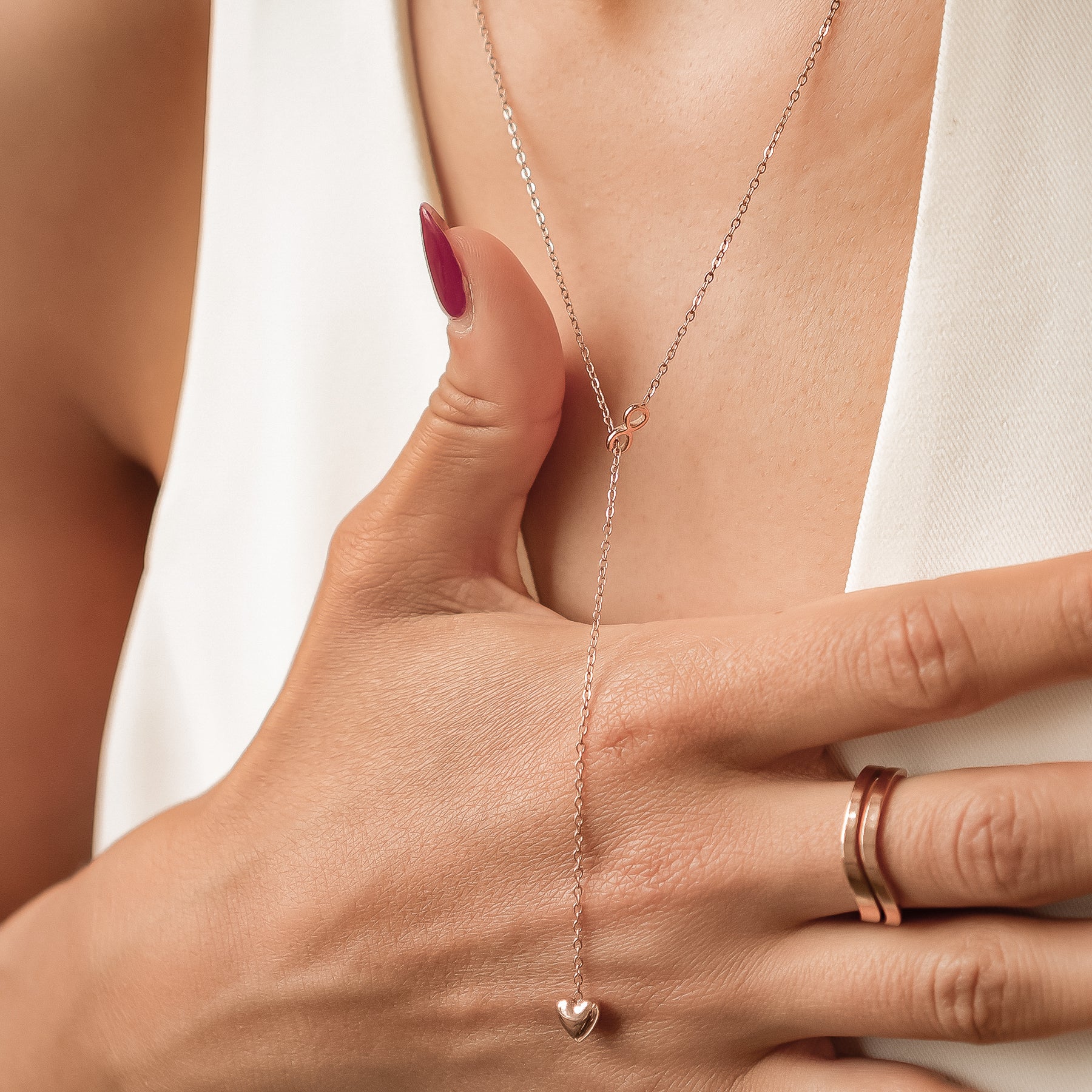 Dainty Infinity Heart Y Necklace Waterproof