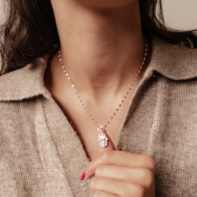 Hamsa Hand Anhänger Halskette für Schutz aus Sterlingsilber