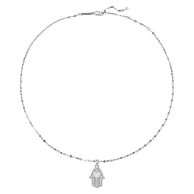 Hamsa Hand Anhänger Halskette für Schutz aus Sterlingsilber