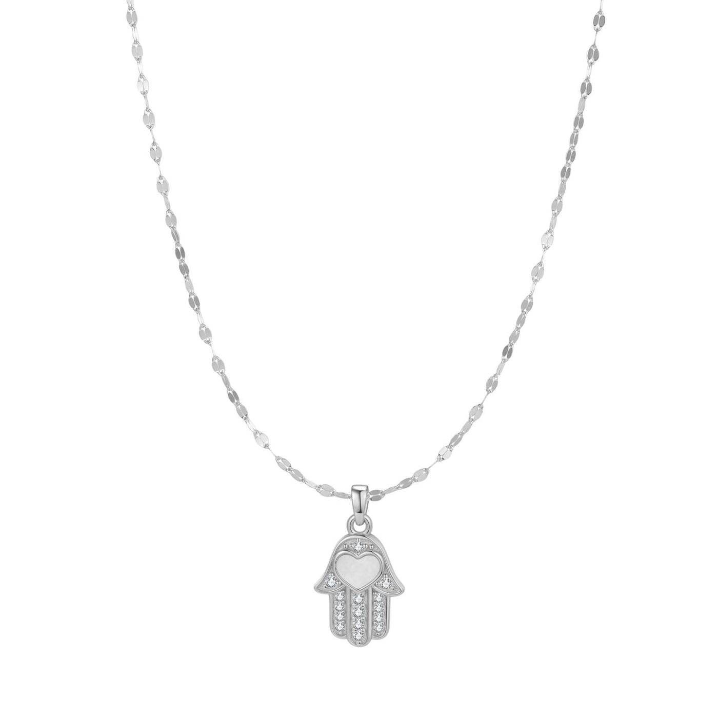Hamsa Hand Anhänger Halskette für Schutz aus Sterlingsilber