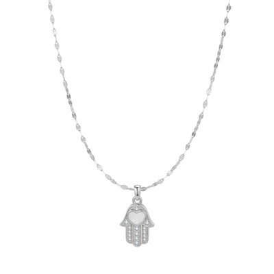 Hamsa Hand Anhänger Halskette für Schutz aus Sterlingsilber