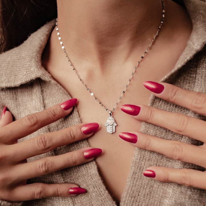 Collier Pendentif Protection Mains Jamsa Argent Sterling