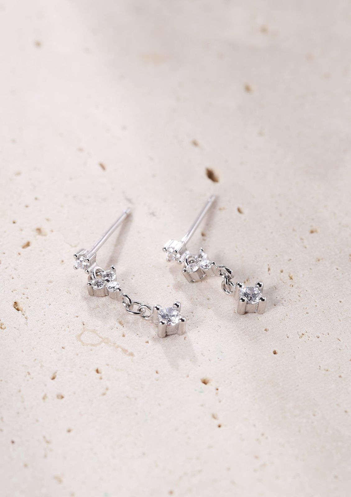 Hanging Bloom Stud Earrings Sterling Silver