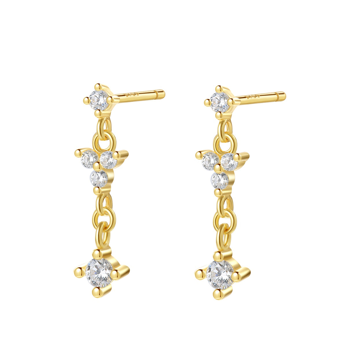 Hanging Bloom Stud Earrings Sterling Silver Gold – Hey Happiness