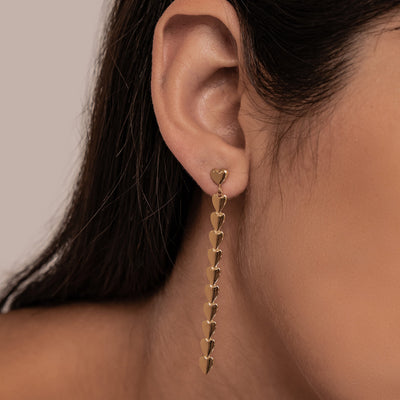 Pendientes Largos Cascada de Corazones Waterproof