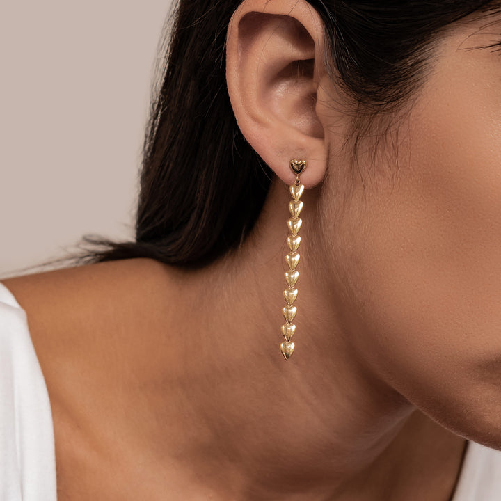 Heart Cascade Drop Earrings Waterproof