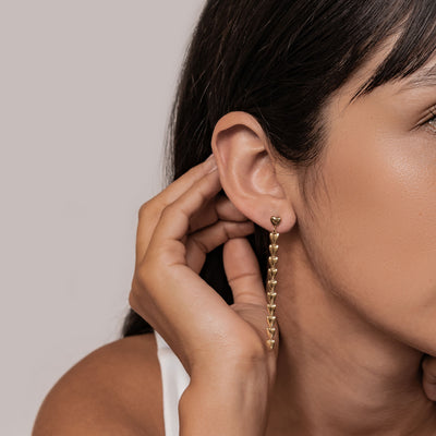Pendientes Largos Cascada de Corazones Waterproof
