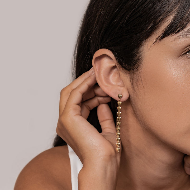 Heart Cascade Drop Earrings Waterproof