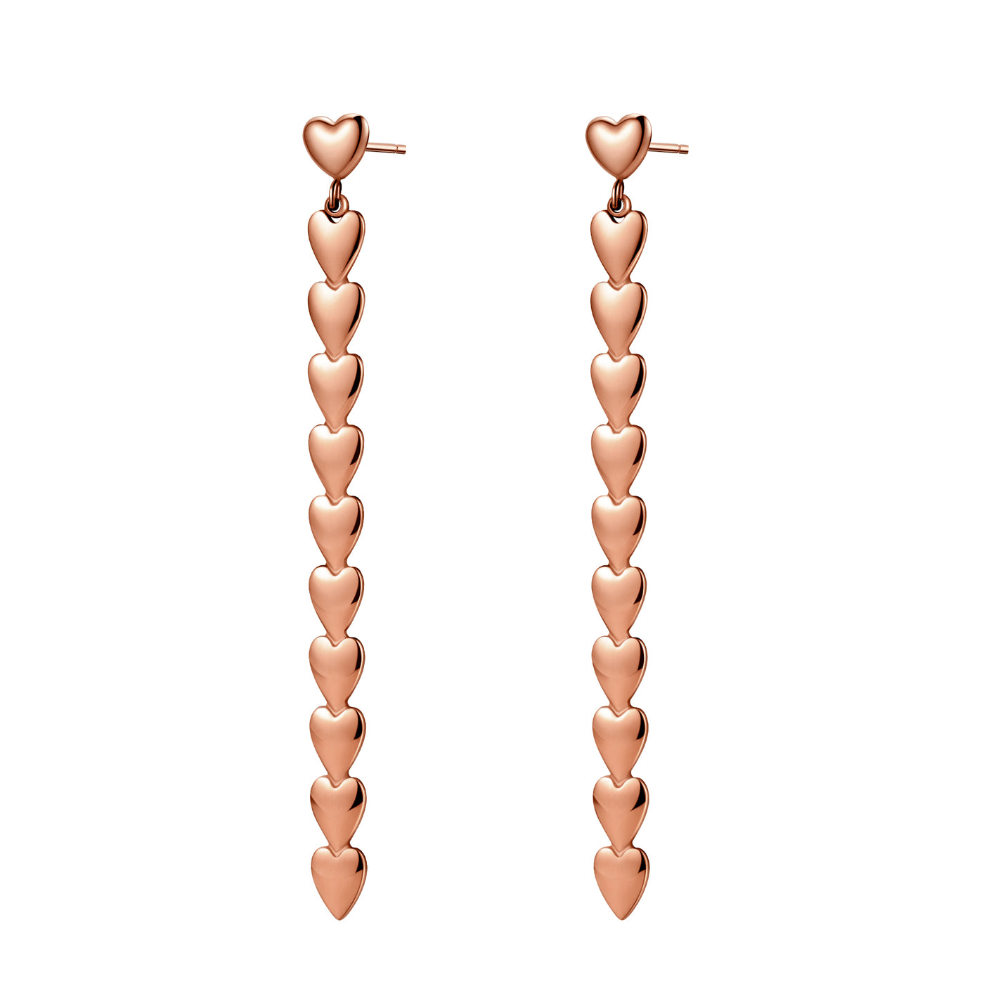 Pendientes Largos Cascada de Corazones Waterproof