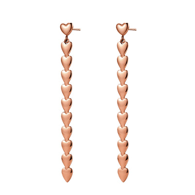 Pendientes Largos Cascada de Corazones Waterproof