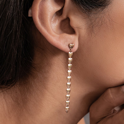 Pendientes Largos Cascada de Corazones Waterproof