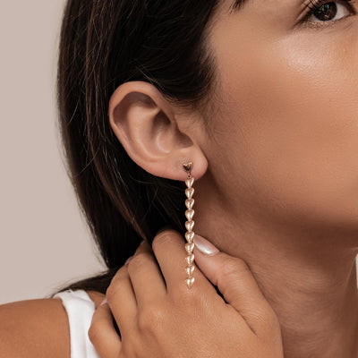 Pendientes Largos Cascada de Corazones Waterproof