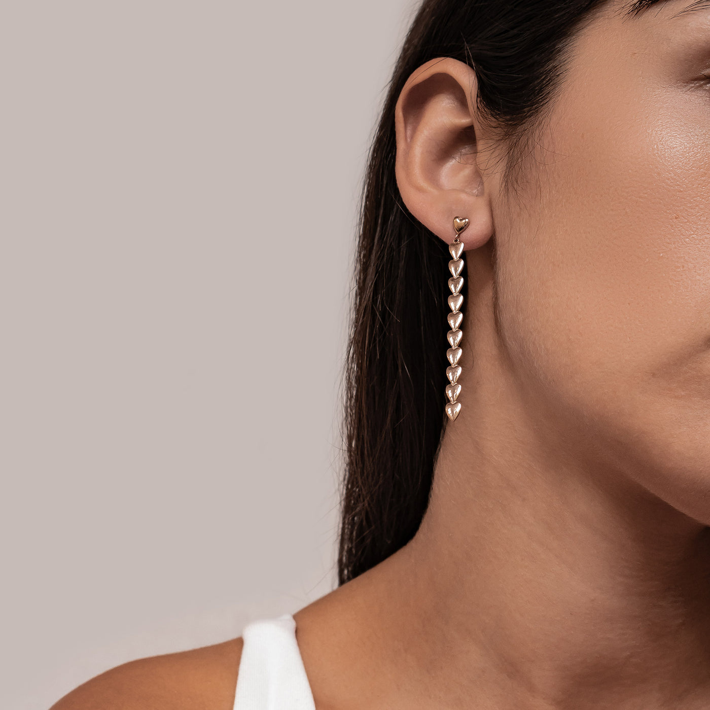 Pendientes Largos Cascada de Corazones Waterproof
