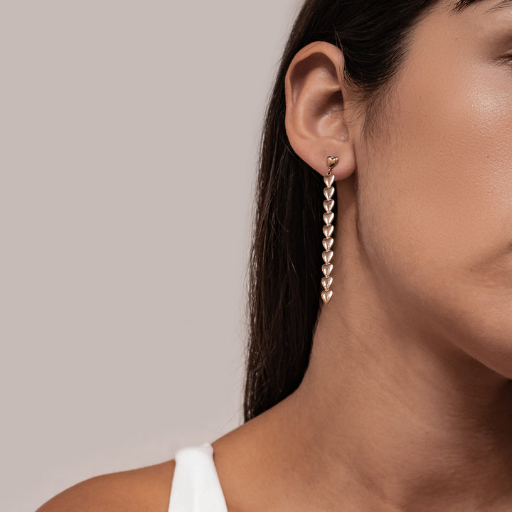 Heart Cascade Drop Earrings Waterproof