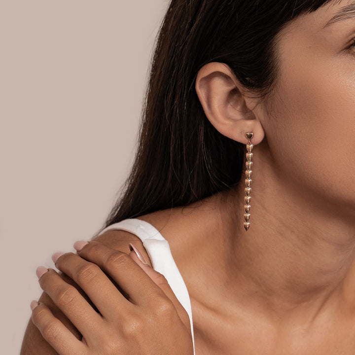 Heart Cascade Drop Earrings Waterproof