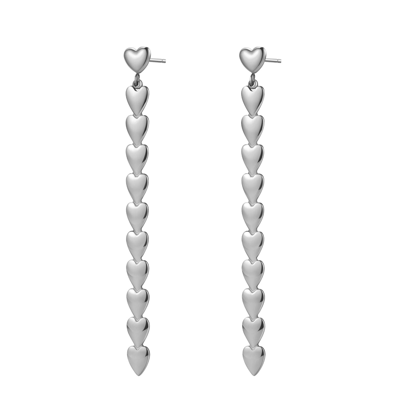 Pendientes Largos Cascada de Corazones Waterproof