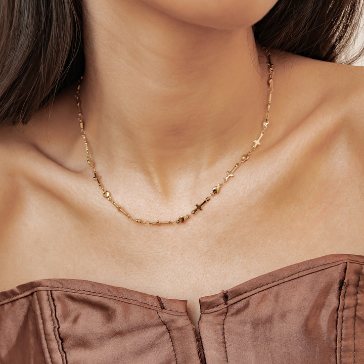 Collier Chaîne Cœur & Croix Waterproof