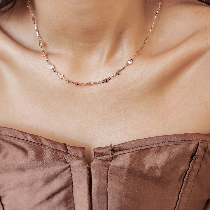 Collier Chaîne Cœur & Croix Waterproof