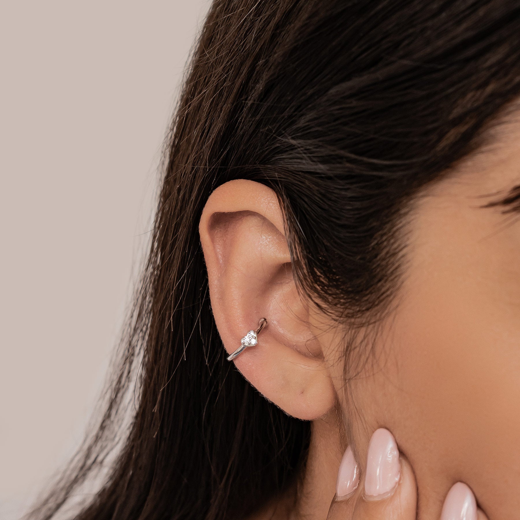 Heart Ear Cuff Sterling Silver