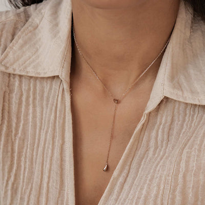 Herz Lariat-Kette mit Regentropfen Anhänger Wasserfest