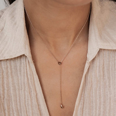Herz Lariat-Kette mit Regentropfen Anhänger Wasserfest