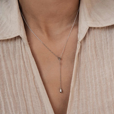 Herz Lariat-Kette mit Regentropfen Anhänger Wasserfest