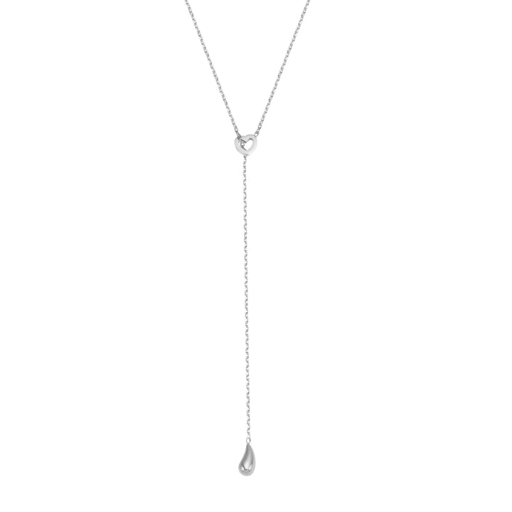 Collar Lariat Corazón y Colgante de Gota Waterproof