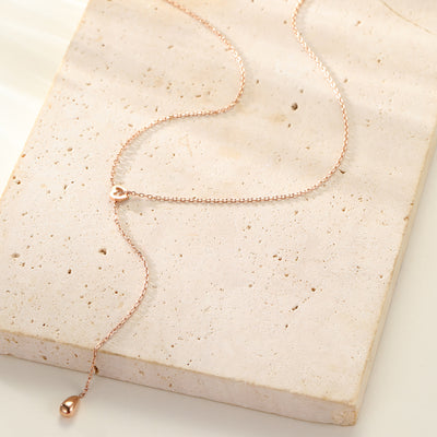 Herz Lariat-Kette mit Regentropfen Anhänger Wasserfest