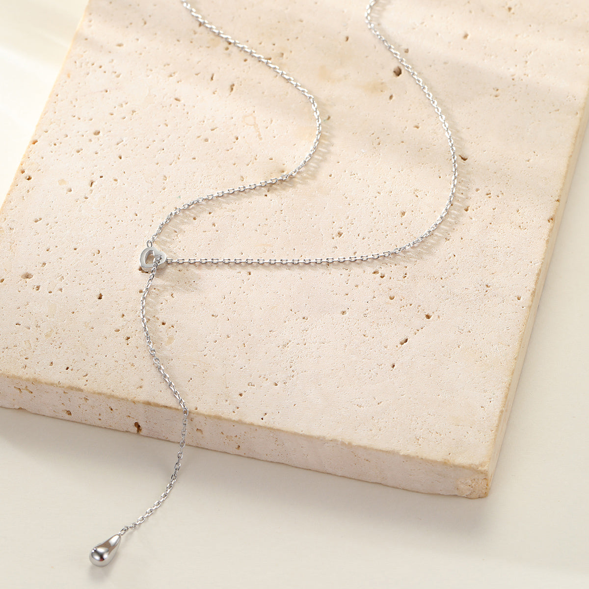 Collar Lariat Corazón y Colgante de Gota Waterproof