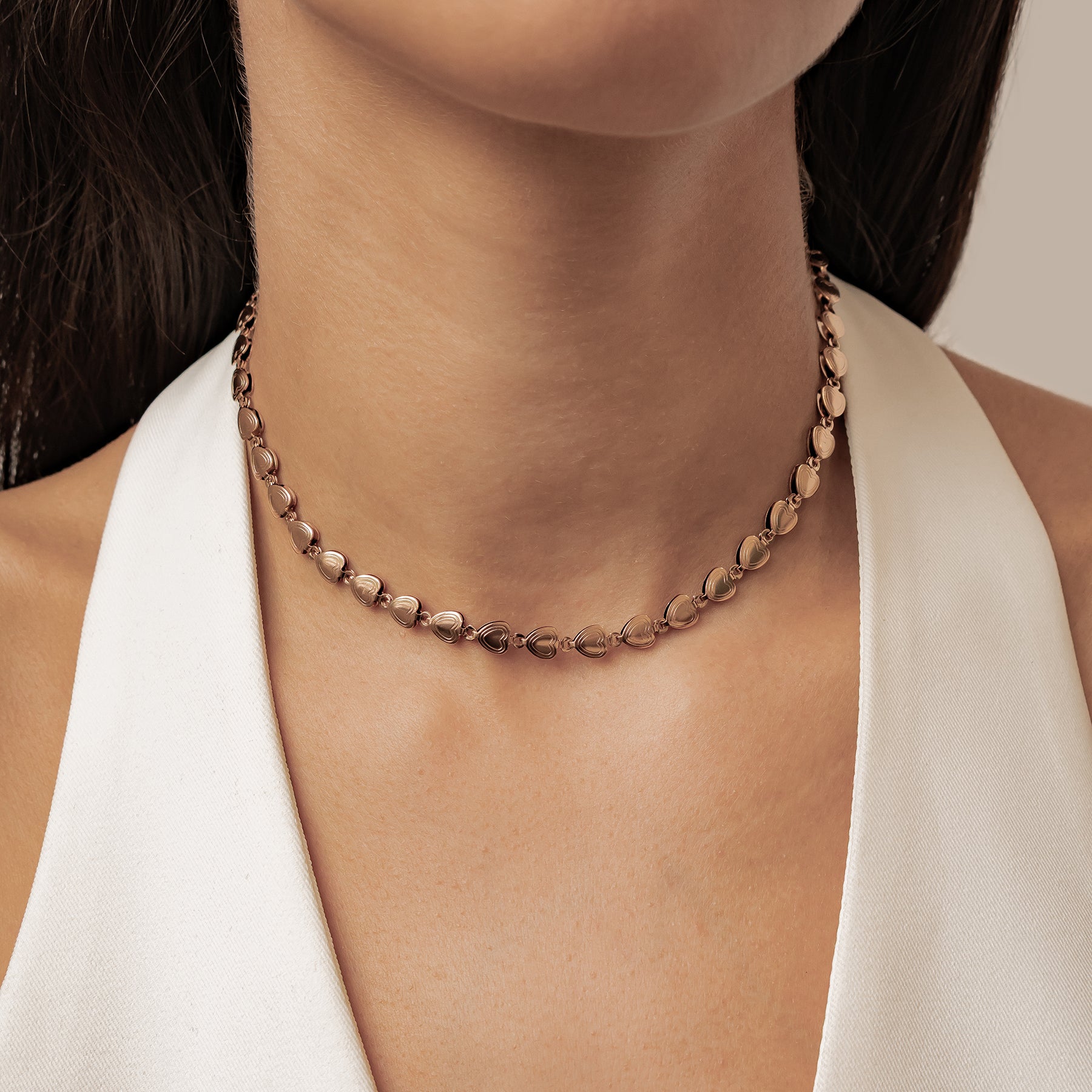 Herzglieder Choker Halskette aus Edelstahl – Wasserfest 