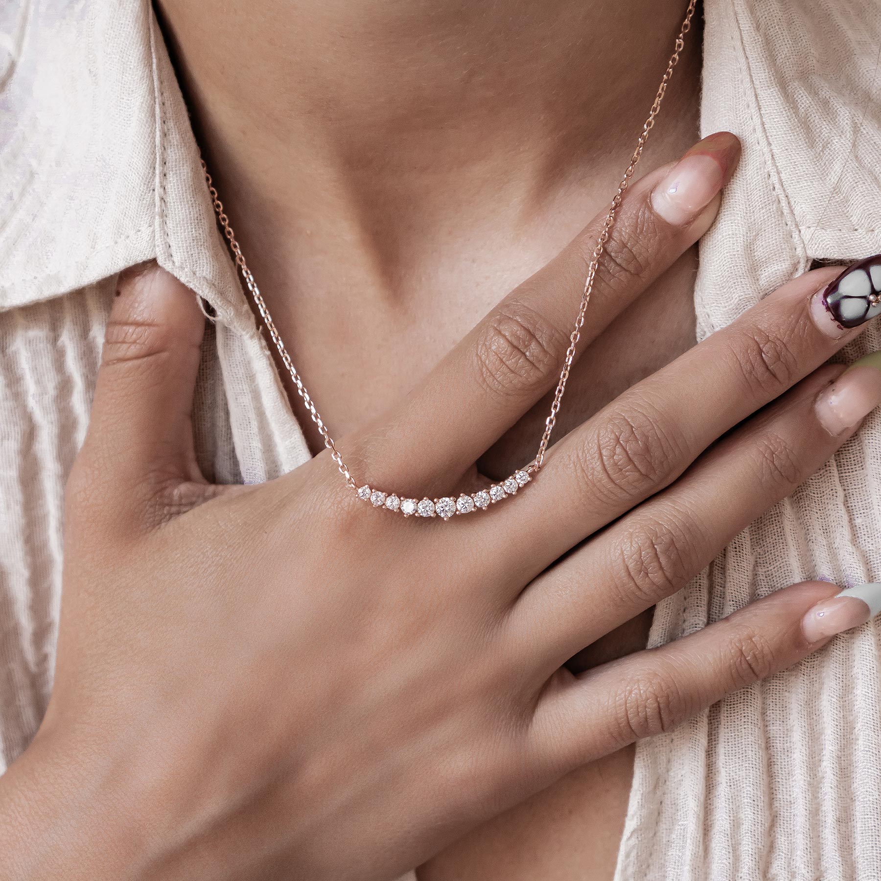 Herz Tennis Halskette aus Sterlingsilber