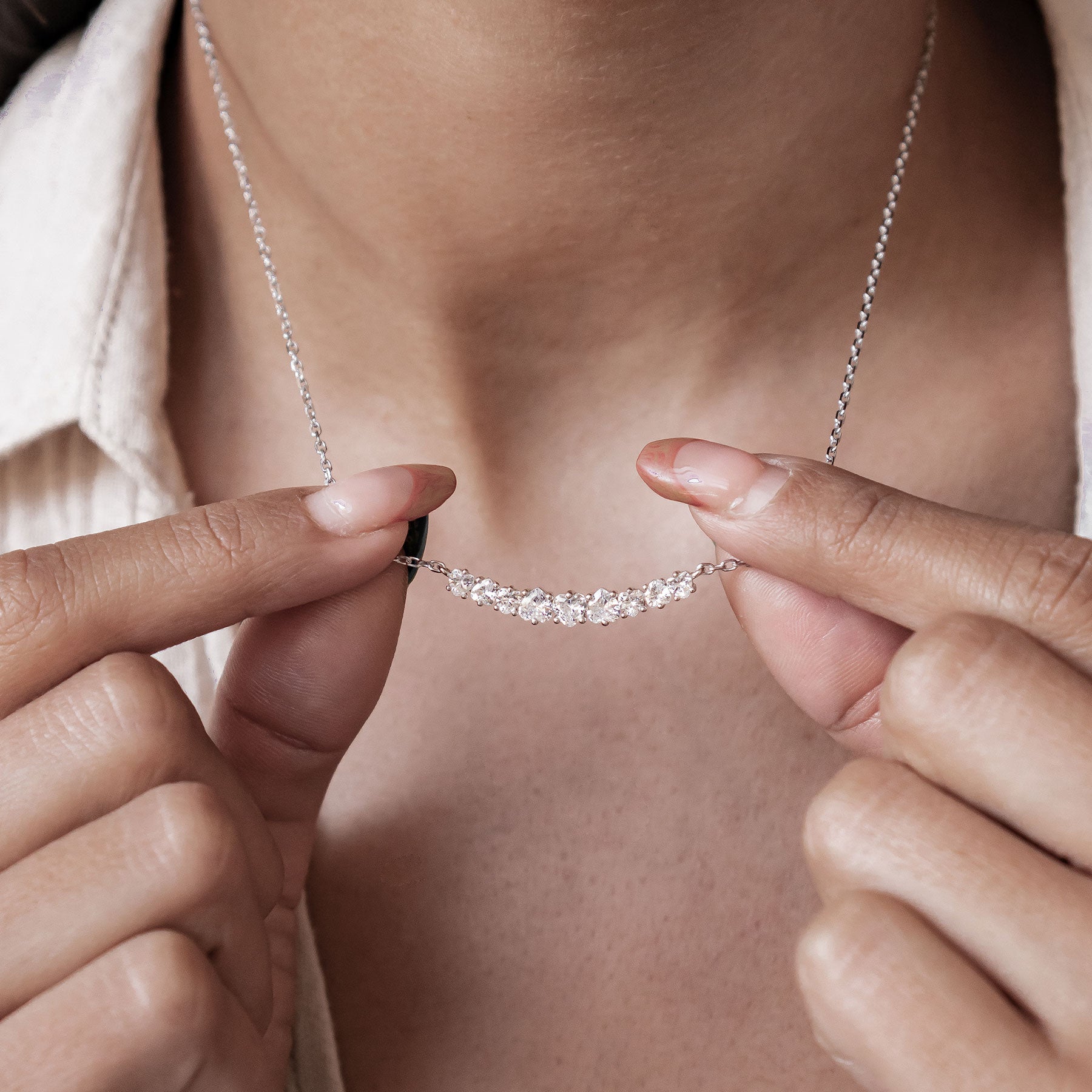 Herz Tennis Halskette aus Sterlingsilber