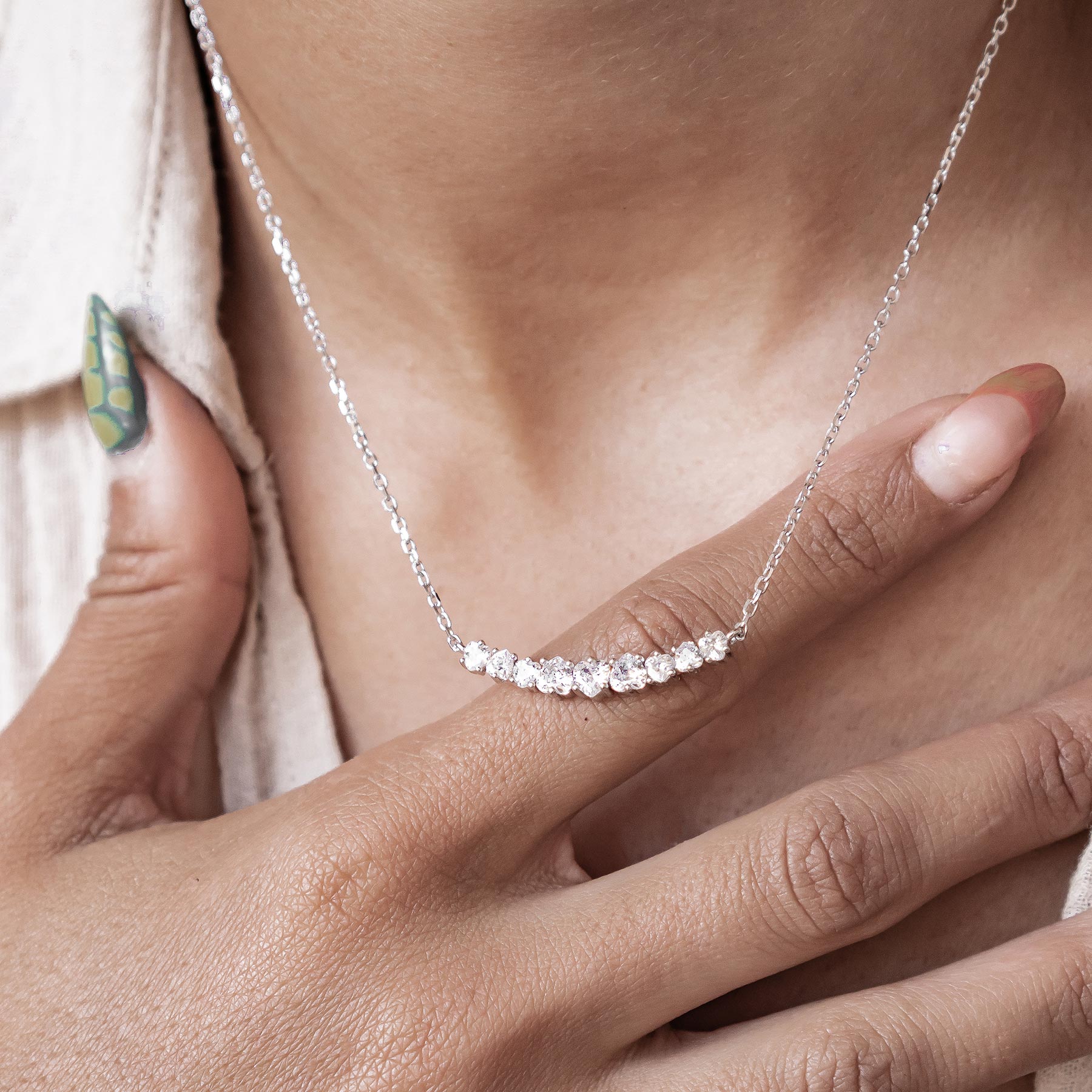 Herz Tennis Halskette aus Sterlingsilber