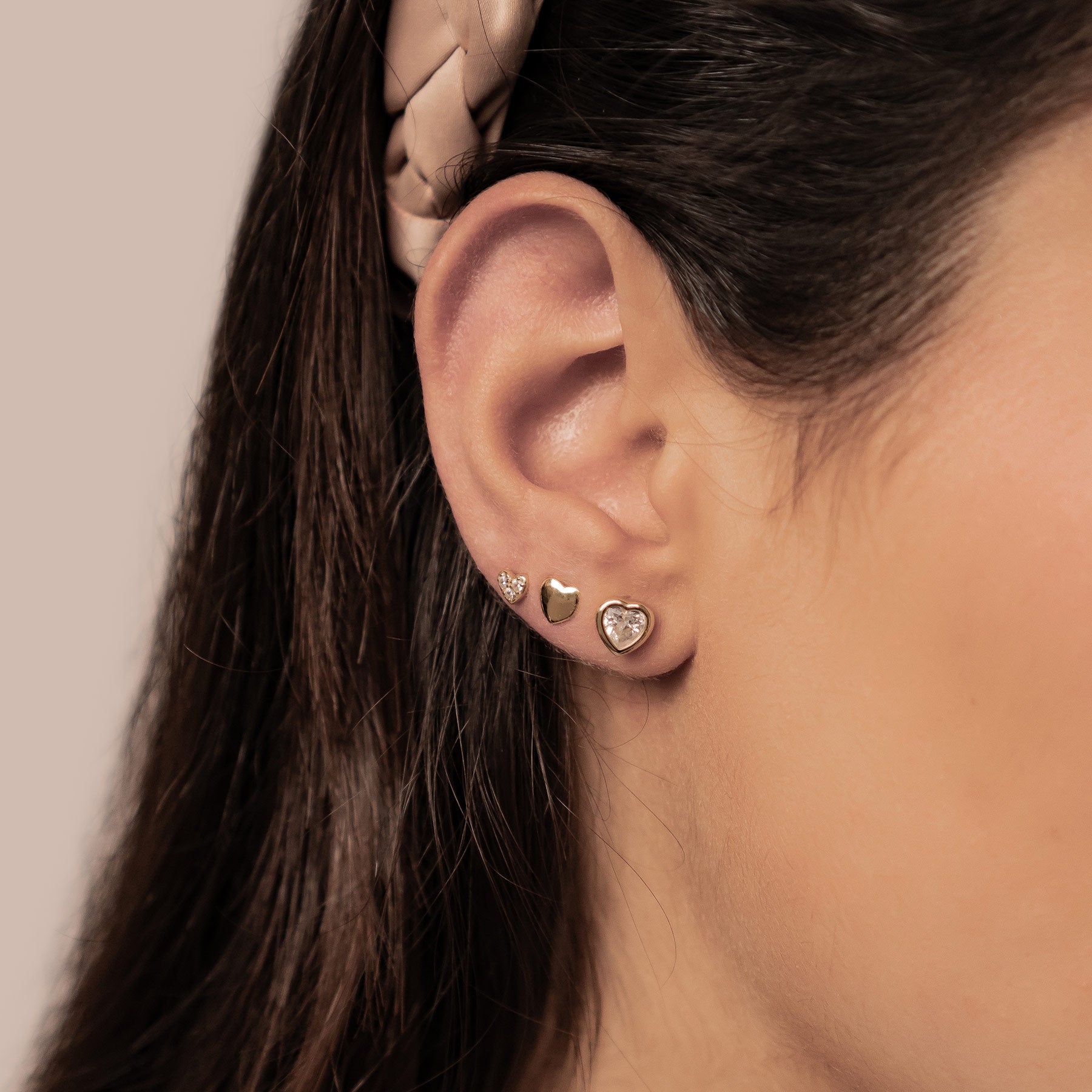 Heart Trio Stud Earring Set Sterling Silver