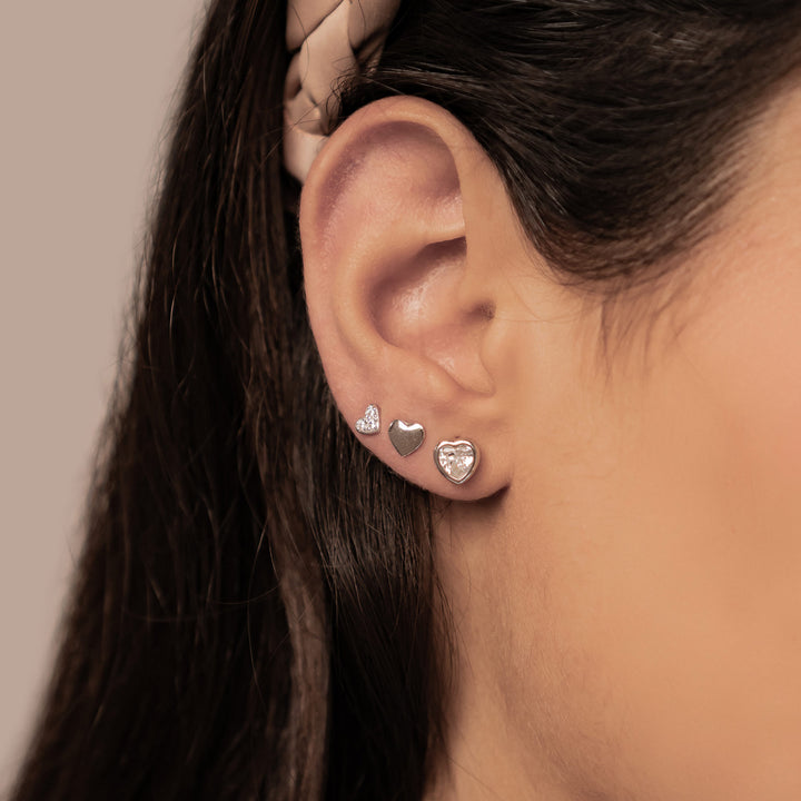 Set Boucles d’Oreilles Cœurs Trio Argent Sterling