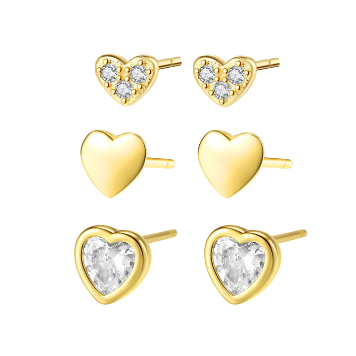 Set Boucles d’Oreilles Cœurs Trio Sterling Argent