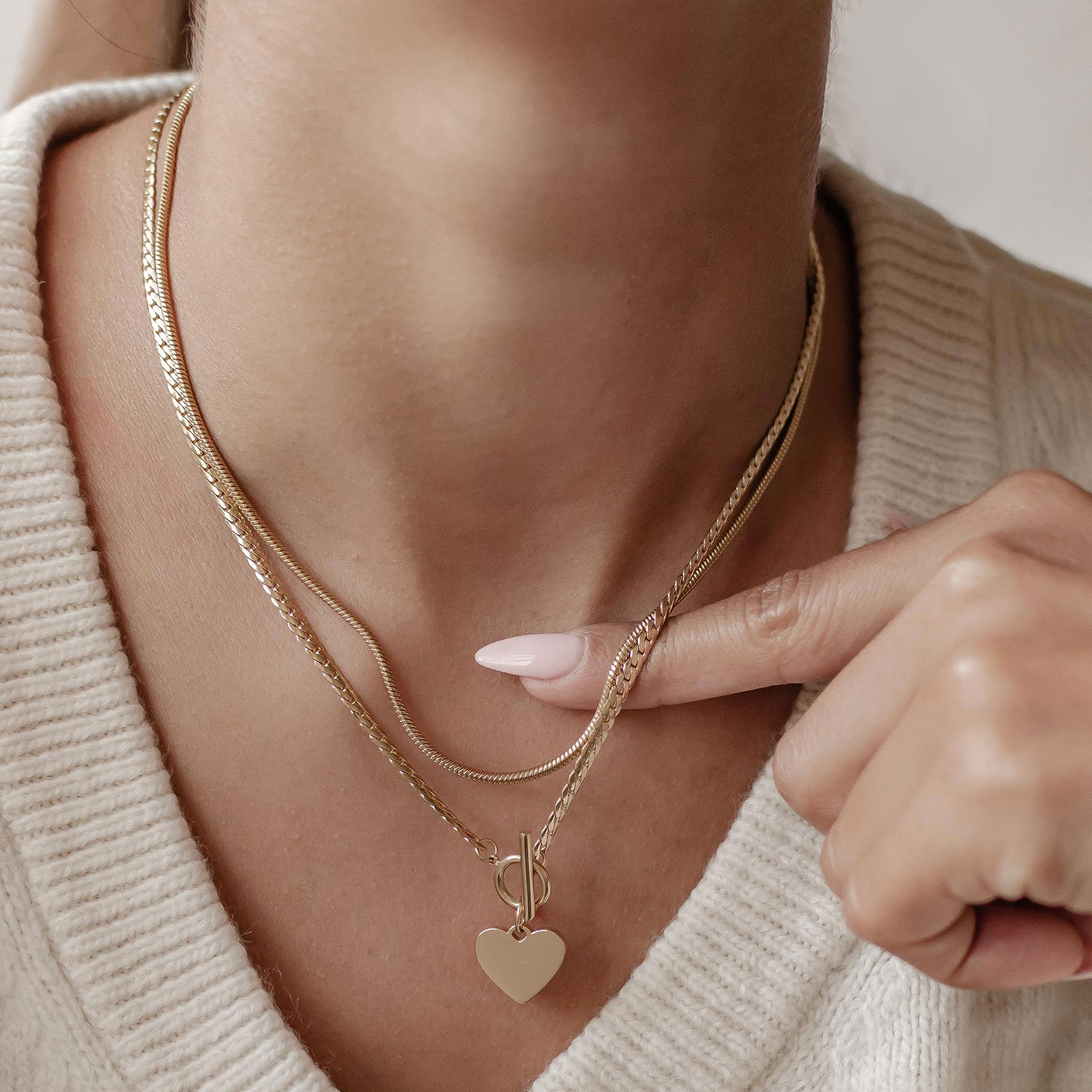 Set Collares Corazón y Cadena Serpiente Waterproof