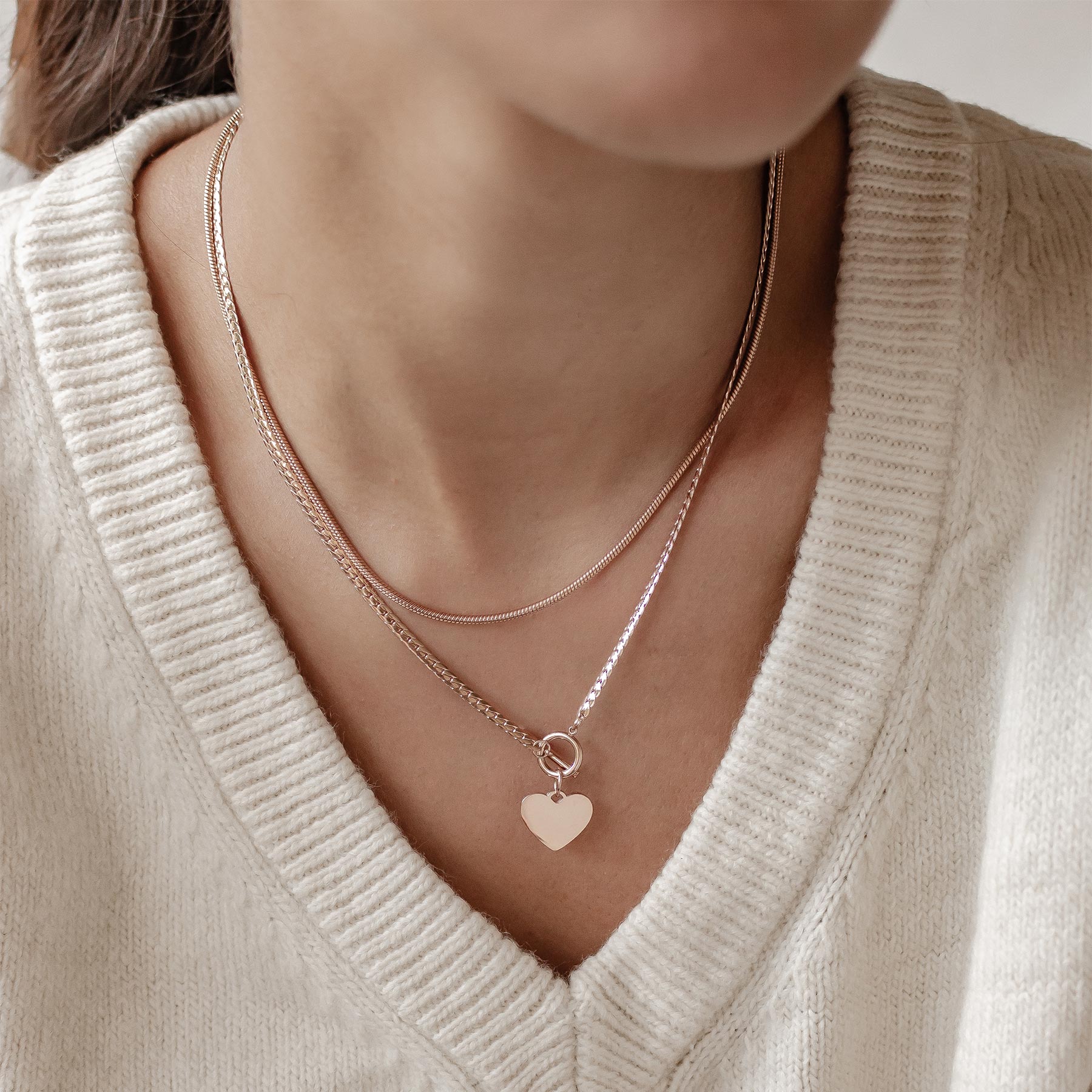 Set Collares Corazón y Cadena Serpiente Waterproof