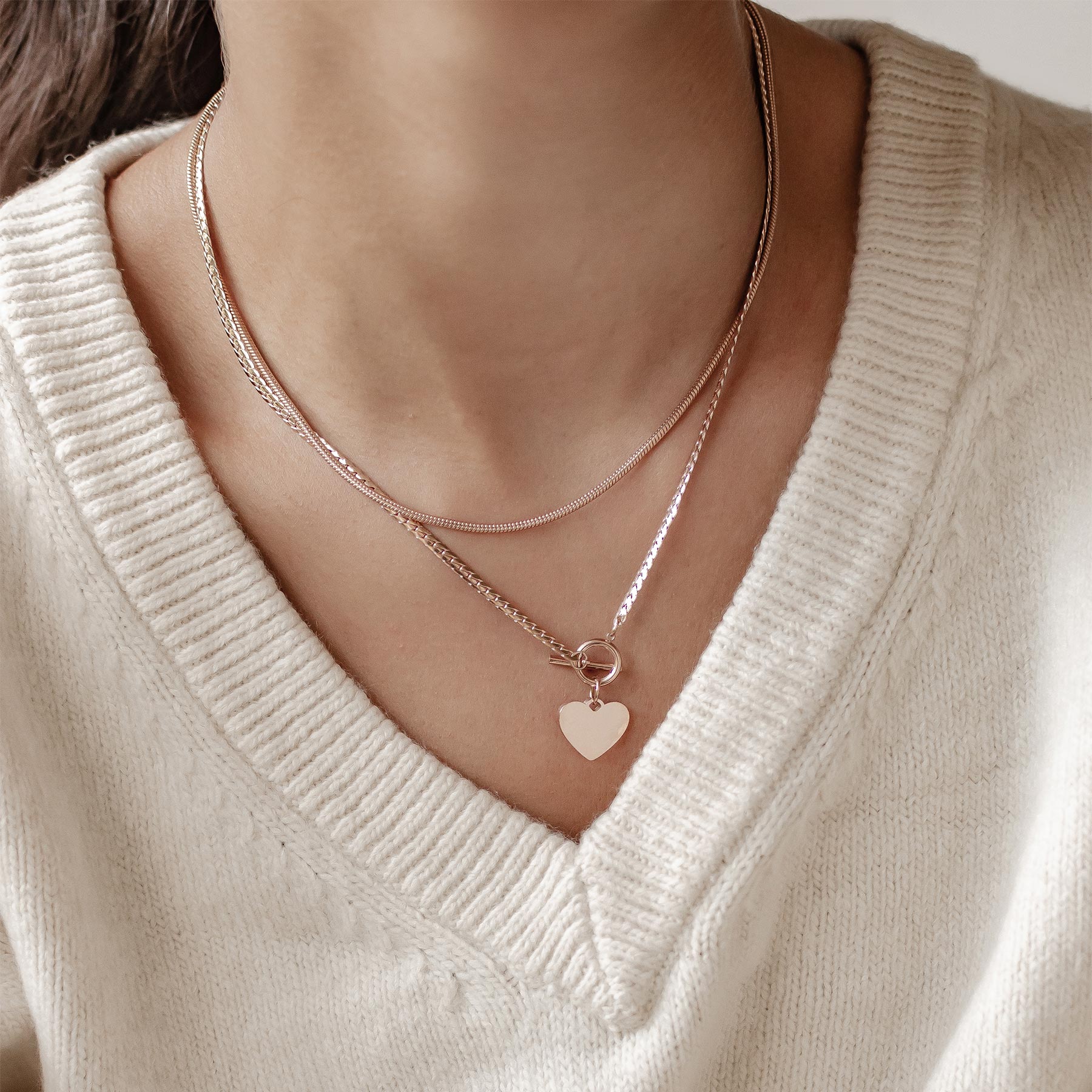 Set Collares Corazón y Cadena Serpiente Waterproof