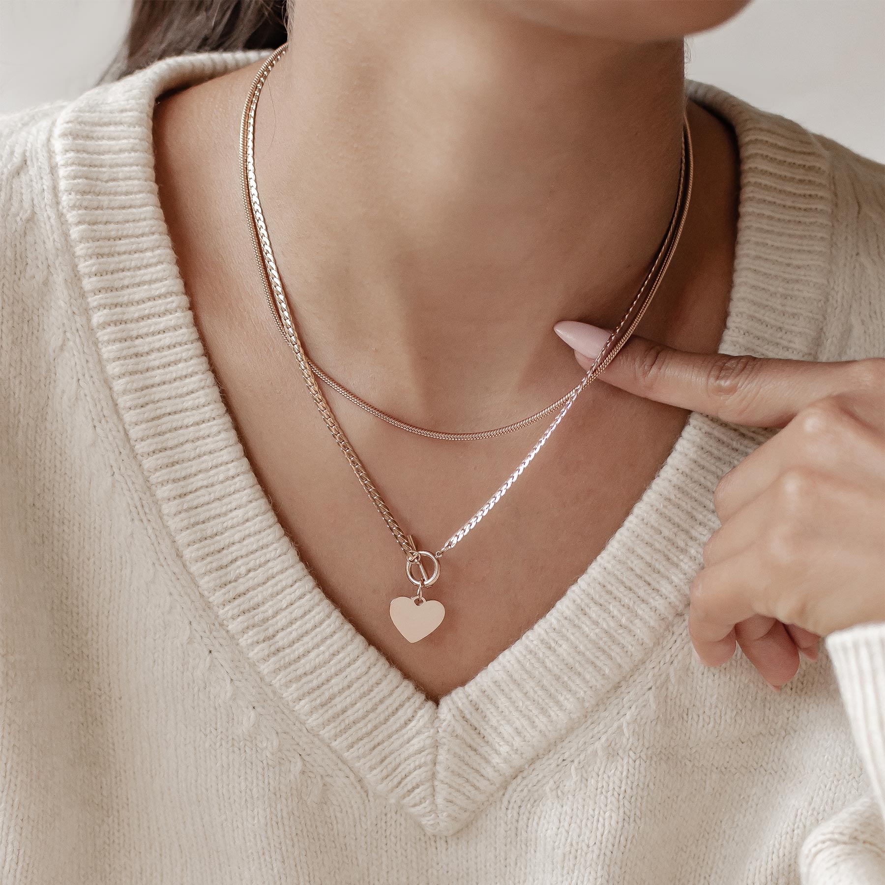 Set Collares Corazón y Cadena Serpiente Waterproof